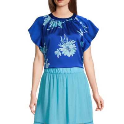 liz claiborne womens round neck short sleeve blouse