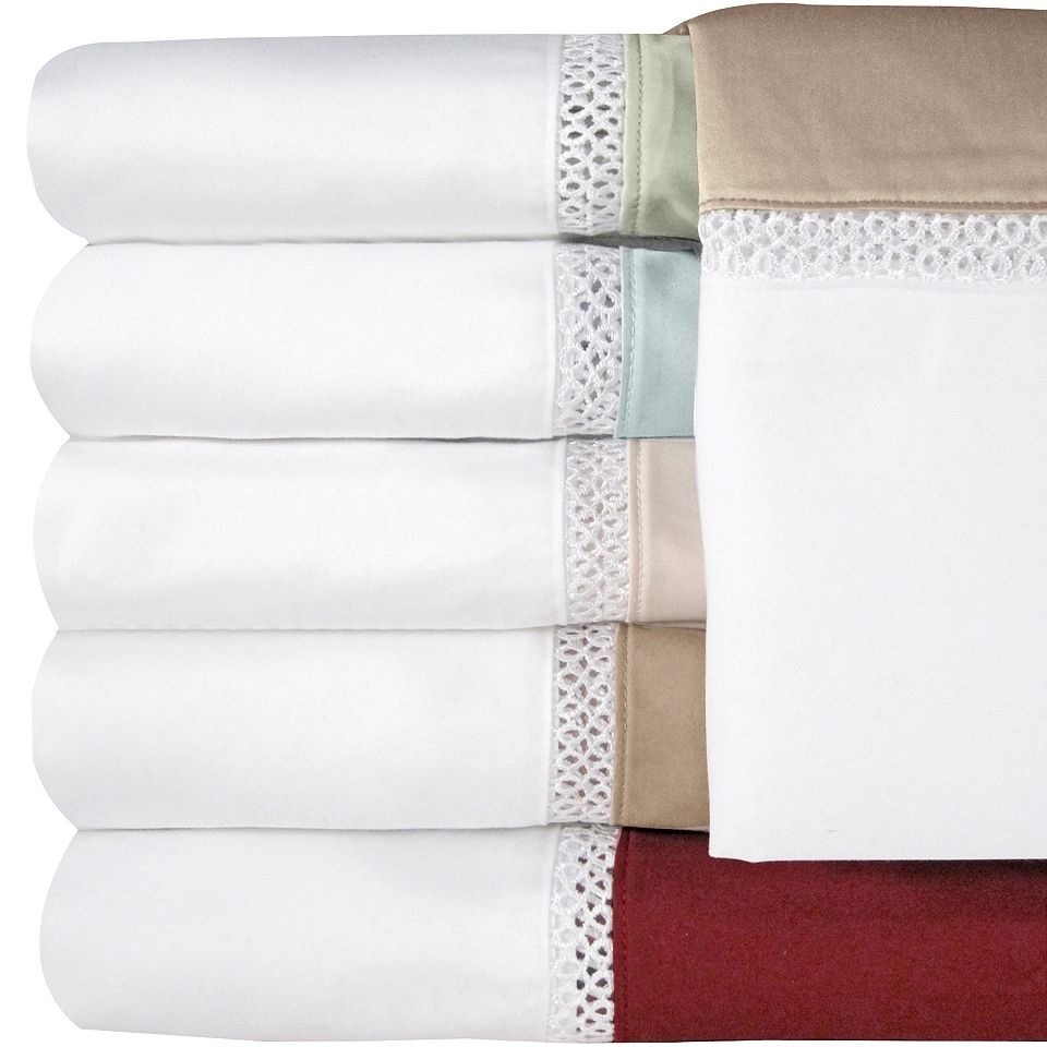Veratex 500tc Egyptian Cotton Sateen Embroidered Duet Sheet Set, Taupe