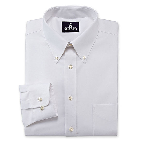 Stafford Travel Wrinkle-Free Oxford Mens Button Down Collar Long Sleeve Wrinkle Free Dress Shirt
