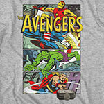 Comic Panel Mens Crew Neck Short Sleeve Regular Fit Avengers Marvel Graphic T-Shirt