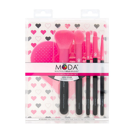 Moda Brushes Neon 6pc Brush Set With Scrubby