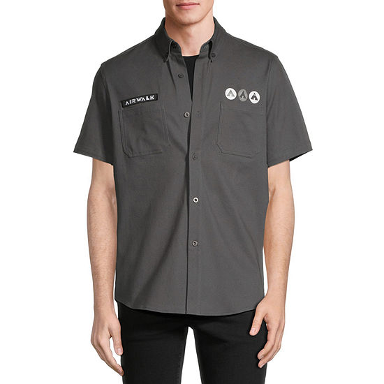 Airwalk Mens Regular Fit Short Sleeve Button-Down Shirt