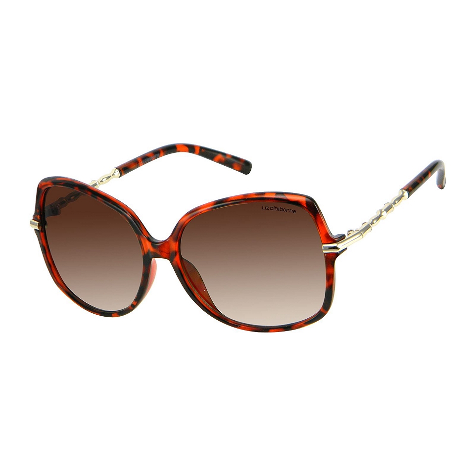 LIZ CLAIBORNE Shag Square Frame Sunglasses, Tortoise, Womens