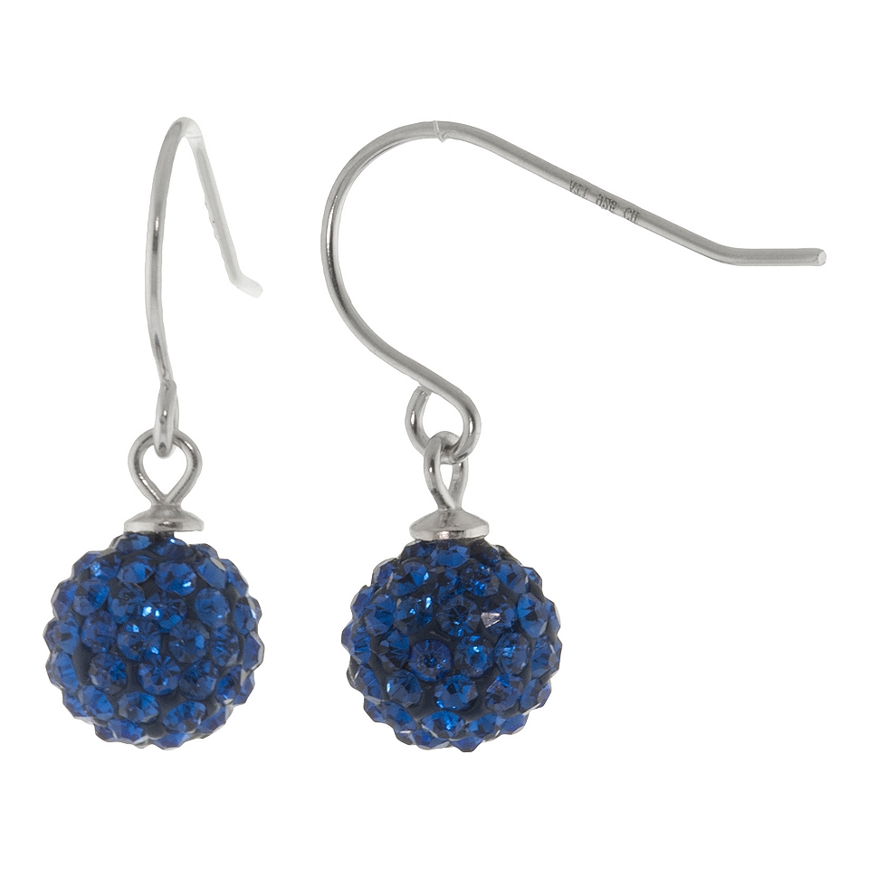 Bridge Jewelry Sterling Silver Dangling Royal Blue Disco Ball Earrings
