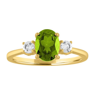 Womens Genuine Green Peridot 10K Gold Cocktail Ring