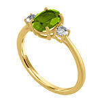 Womens Genuine Green Peridot 10K Gold Cocktail Ring