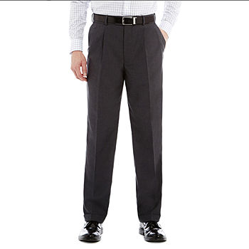 Stafford Classic Fit Solid Black Double Pleated Wool Dress Pants