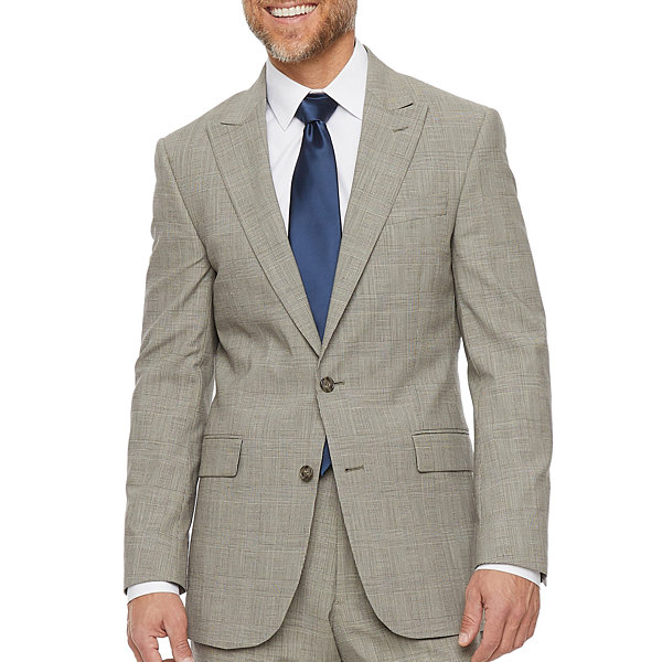 Stafford Signature Smart Wool Mens Plaid Stretch Classic Fit Suit Jacket-Big and Tall