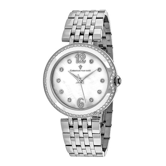 Christian Van Sant Jasmine Womens Silver-Tone Bracelet Watch