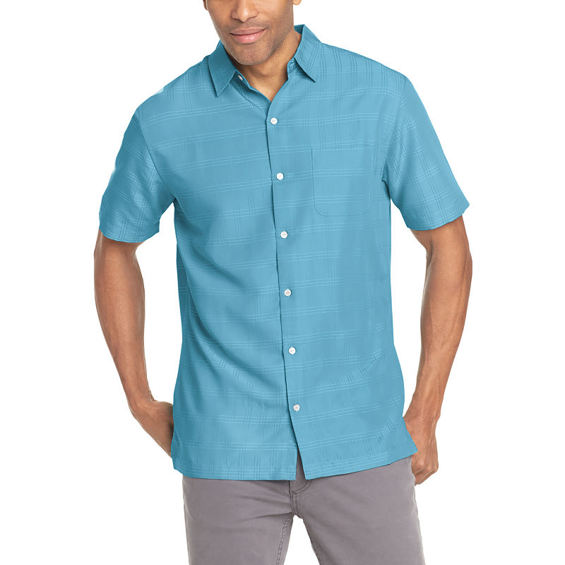 UPC 767672375163 product image for Van Heusen Short Sleeve Grid Button-Front Shirt | upcitemdb.com