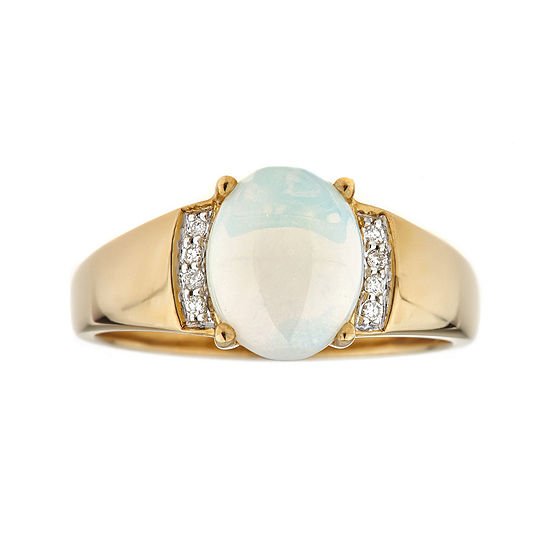 LIMITED QUANTITIES  Genuine Opal Diamond Accent 10K Yellow Gold Ring