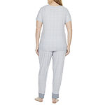 Jaclyn True Stripe Family Sleep Womens Plus Short Sleeve 2-pc. Pant Pajama Set