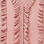 Ryegrass-Plus Womens Ruffle Long Sleeve Button Cardigan