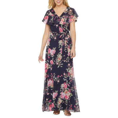 floral maxi dress with short sleeves