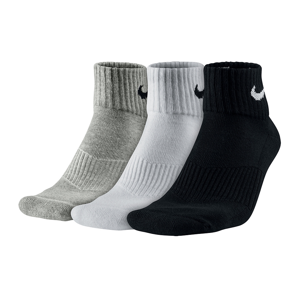 Nike 3 pk. Quarter Socks, White, Mens
