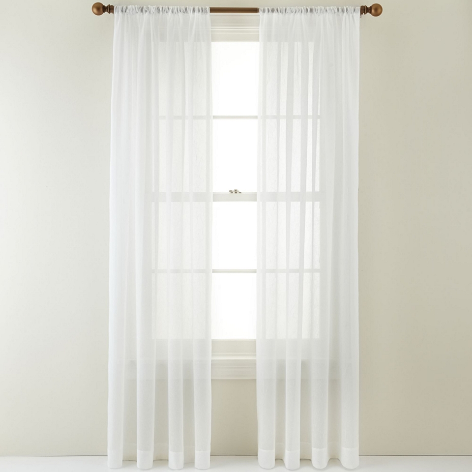 ROYAL VELVET Crushed Voile Rod Pocket Curtain Panel, White