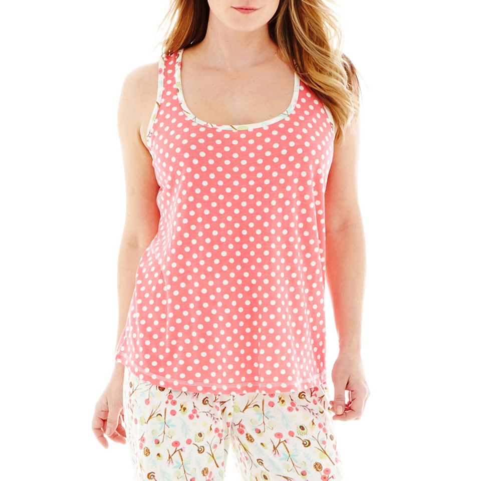 INSOMNIAX Lace Accented Sleep Tank Top   Plus, Coral, Womens