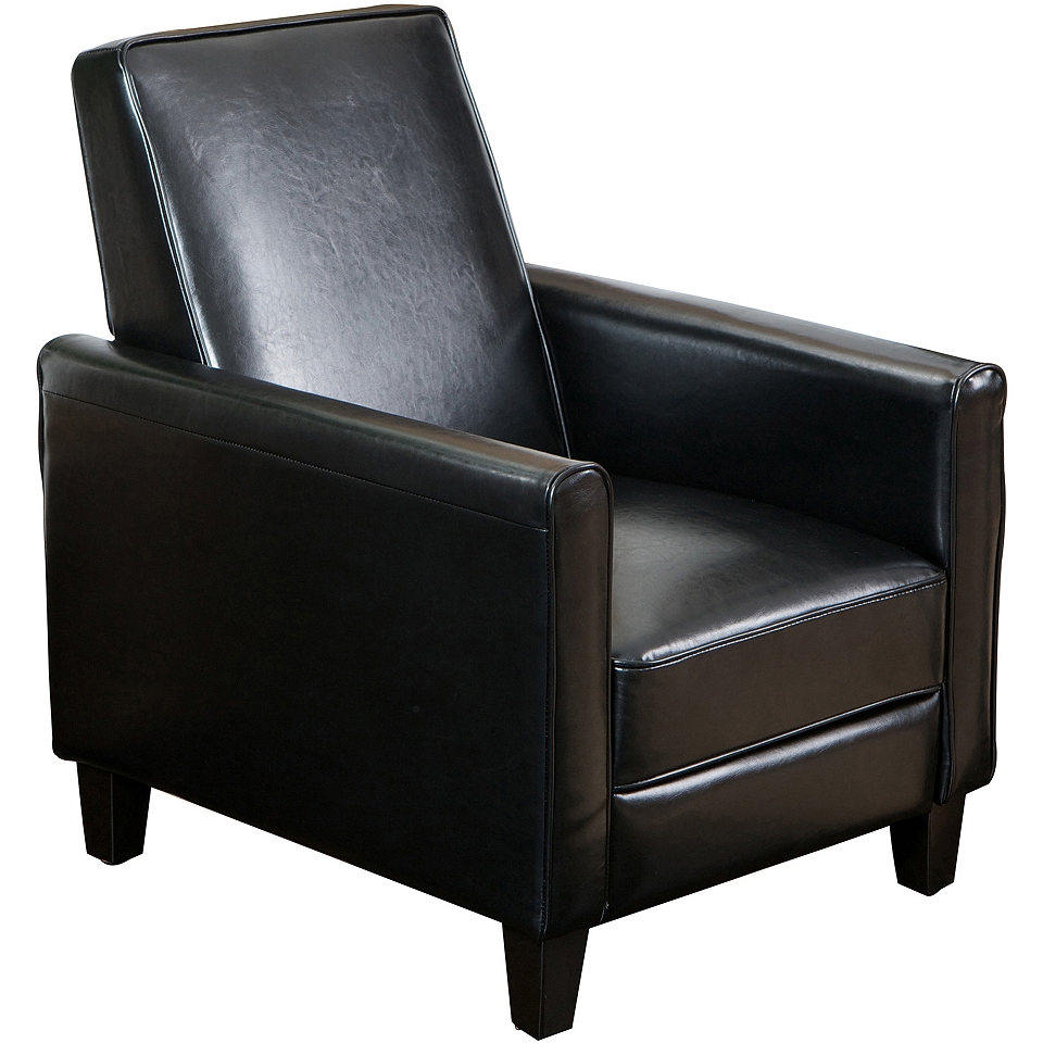 Darvis Bonded Leather Reclining Club Chair, Black