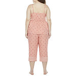 Ambrielle Womens 2-pc. V-Neck Sleeveless Capri Pajama Set