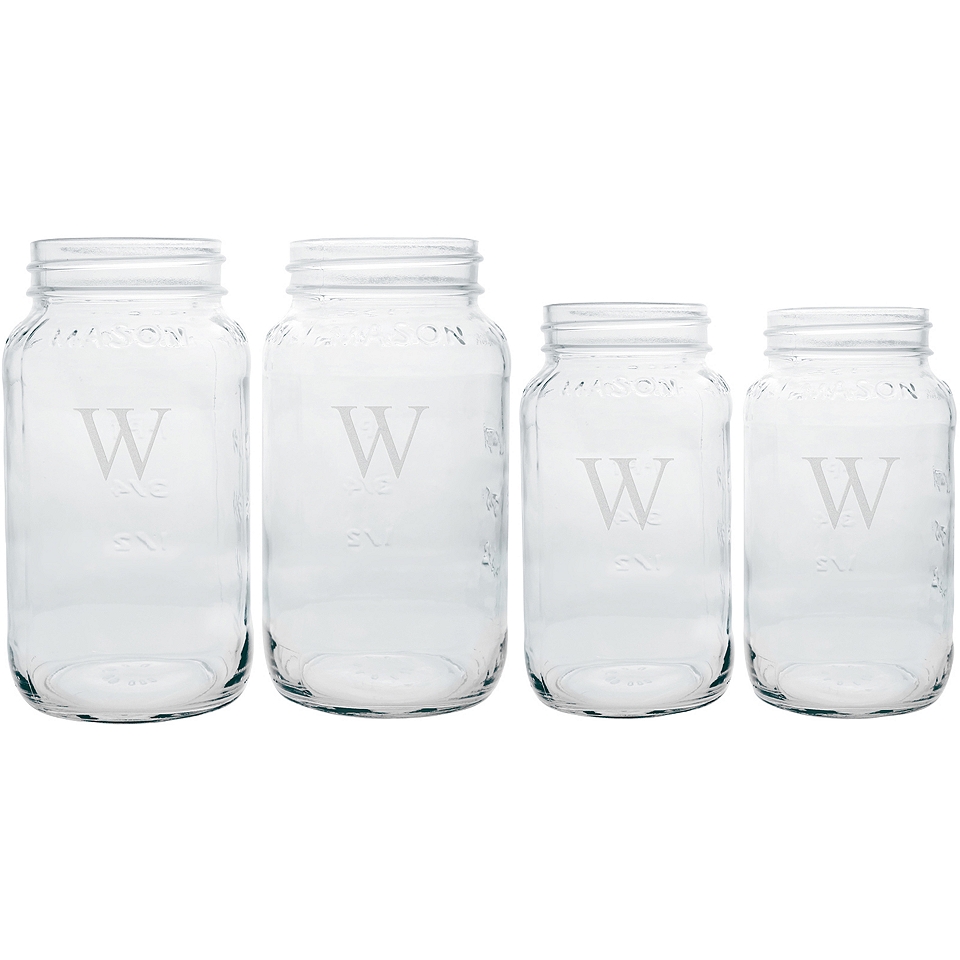 Set of 4 Personalized Mason Jars, Clear