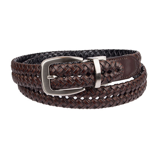Stafford® Men's Braided Reversible Belt with Metal Keeper, Color: Brown ...