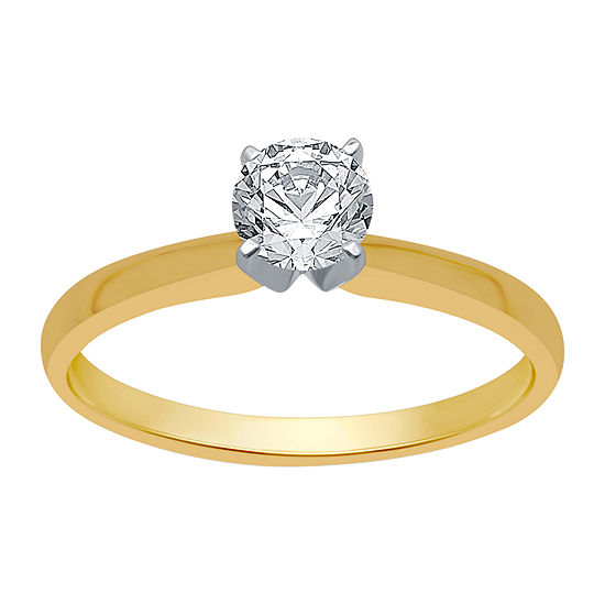 Ever Star Womens 1/2 CT. T.W. Lab Grown White Diamond 10K Gold Solitaire Engagement Ring