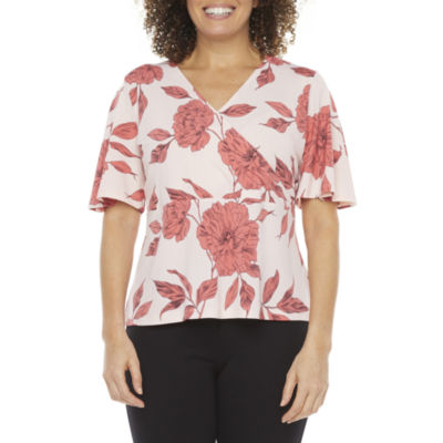 liz claiborne womens v neck short sleeve blouse