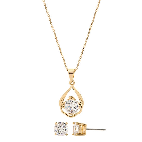 Sparkle Allure 2-pc. Cubic Zirconia 14K Gold Over Brass Jewelry Set