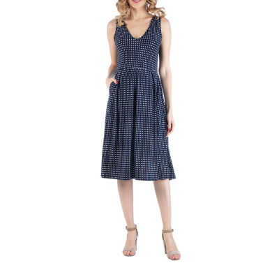 navy polka dot midi dress