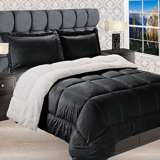 Elegant Comfort Luxury Micro Mink Reversible Sherpa Comforter Set
