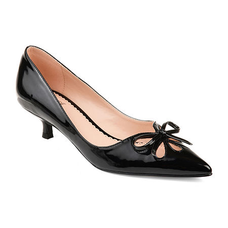 1950s Style Shoes | Heels, Flats, Boots Journee Collection Womens Lutana Slip-on Pointed Toe Kitten Heel Pumps 12 Medium Black $55.99 AT vintagedancer.com