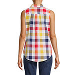 St. John's Bay Tall Womens Sleeveless Regular Fit Button-Down Shirt