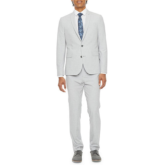 JF J.Ferrar Men's 360 Cool Gray Super Slim Suit Separates