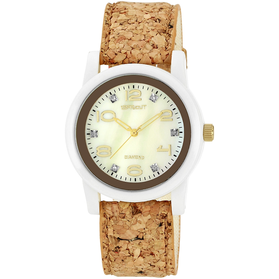 Sprout Eco Friendly Womens Cork Watch w/ Diamond Accents, Brown