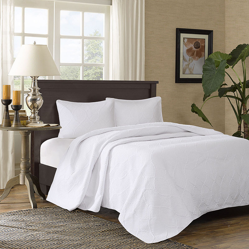 Madison Park Adelle 3-Pc. Bedspread Set, Queen, White