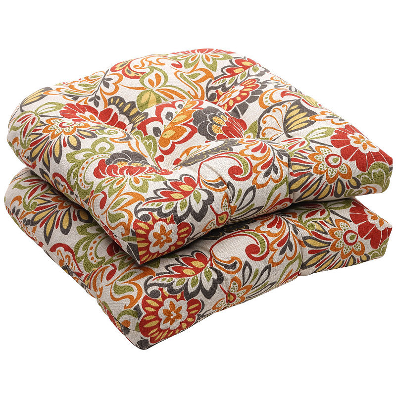 (incomplete only 1 piece) Printed 19" x 19" Tufted Outdoor Chair Pad Seat Cushion 2-Pack