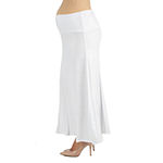 24/7 Comfort Apparel Elastic Waist Solid Color Maxi Skirt