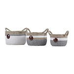 Baum Seagrass with Coco Button Decorative Storage Basket