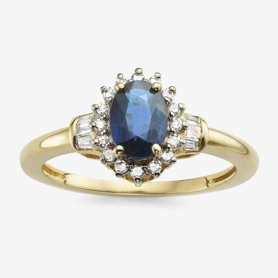 Genuine Sapphire & 1/4 CT. T.W. Diamond 10K Gold Ring