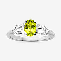 Genuine Peridot & Lab-Created White Sapphire Sterling Silver 3-Stone Ring