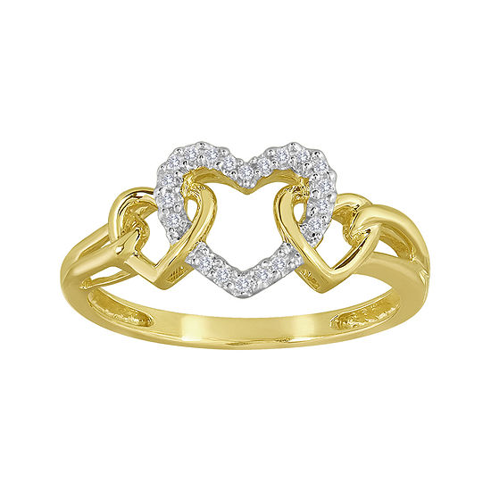 Diamond-Accent 10K Yellow Gold Triple-Heart Ring - JCPenney