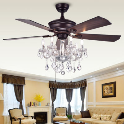 Havorand 52 Inch 5 Blade Ceiling Fan With Crystal Chandelier