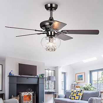 Aequor 1 Light Glass And Crystal 5 Blade 42 Inch Pear Black Ceiling Fan