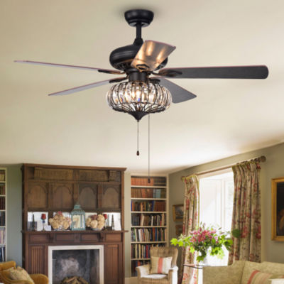 Chrysaor 3 Light Crystal 5 Blade 52 Inch Brown Ceiling Fan