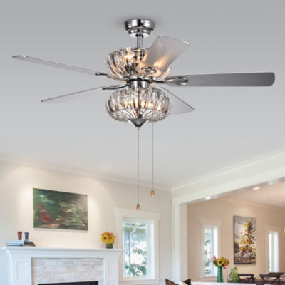 Kyana 6 Light Crystal 5 Blade 52 Inch Chrome Ceiling Fan