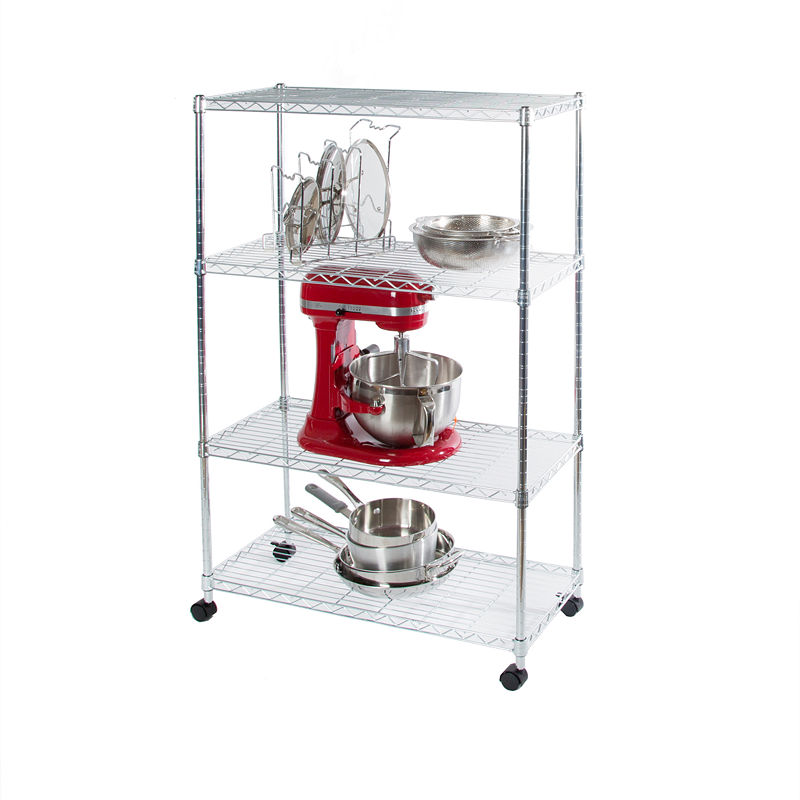 Seville Classics 4-Tier UltraZinc Steel Wire Shelving with Wheels