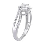 Limited Time Special! Womens Lab Created White Sapphire Sterling Silver 3-Stone Bypass  Cocktail Ring
