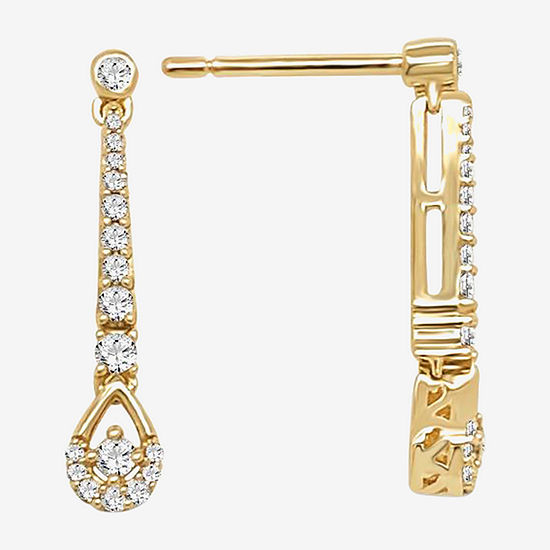 1/4 CT. T.W. Genuine White Diamond 10K Gold Drop Earrings