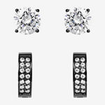 Shaquille O'Neal Xlg Black Cubic Zirconia Stainless Steel 2 Pair Earring Set