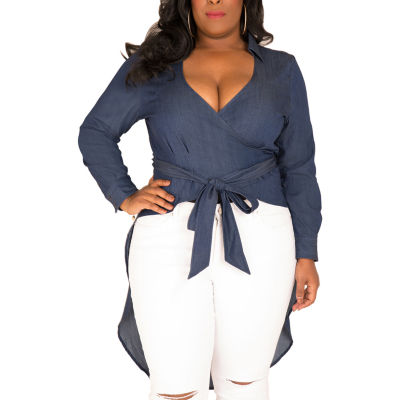 women's long sleeve wrap top